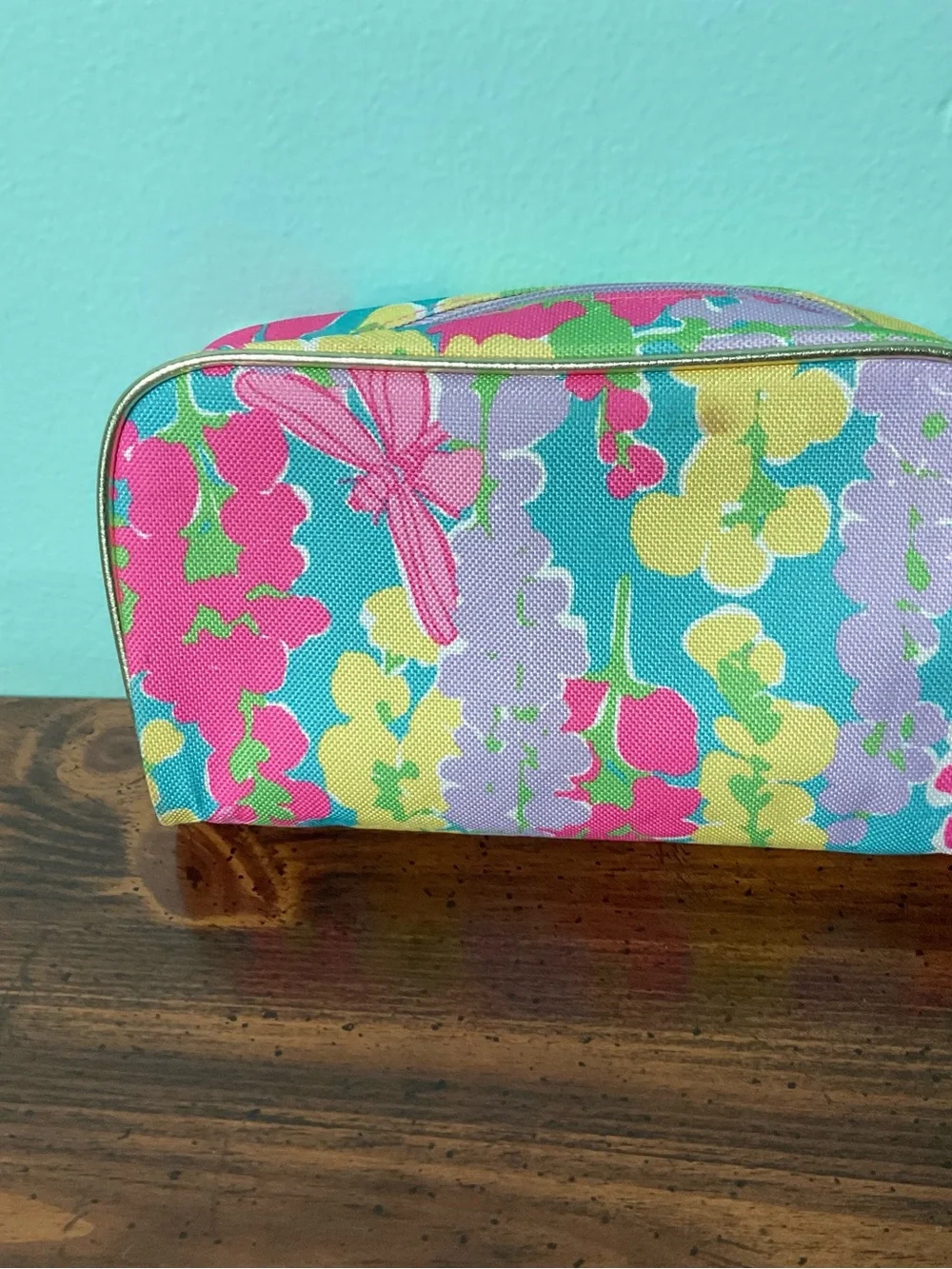 Lilly Pulitzer for Estée Lauder make up bag zippered snap dragon floral toiletry